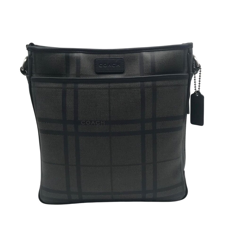 Coach Black & Gray PVC Tattersall Messenger Bag F71061